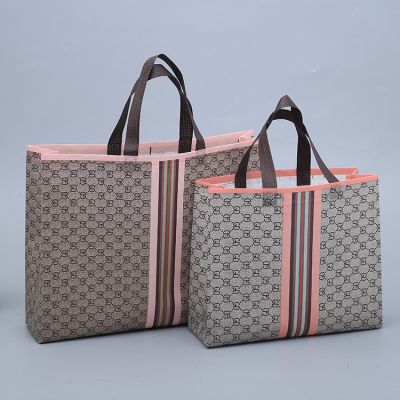 Factory Non-Woven Bags Customization Printed Logo Film Non-Woven Fabric Handbag Spot Three-Dimensional Shopping Bag Custom