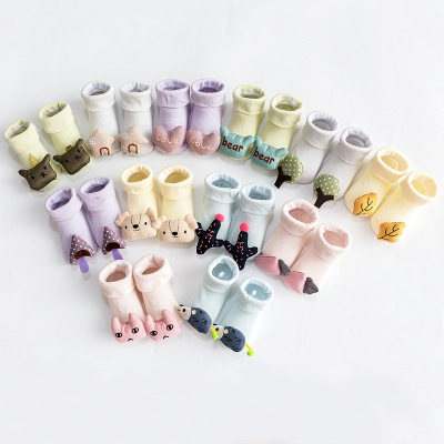 Spring and Autumn New Baby Socks Cartoon Glue Dispensing Non-Slip Toddler Newborn Baby Three-Dimensional Doll Children's Floor Socks
