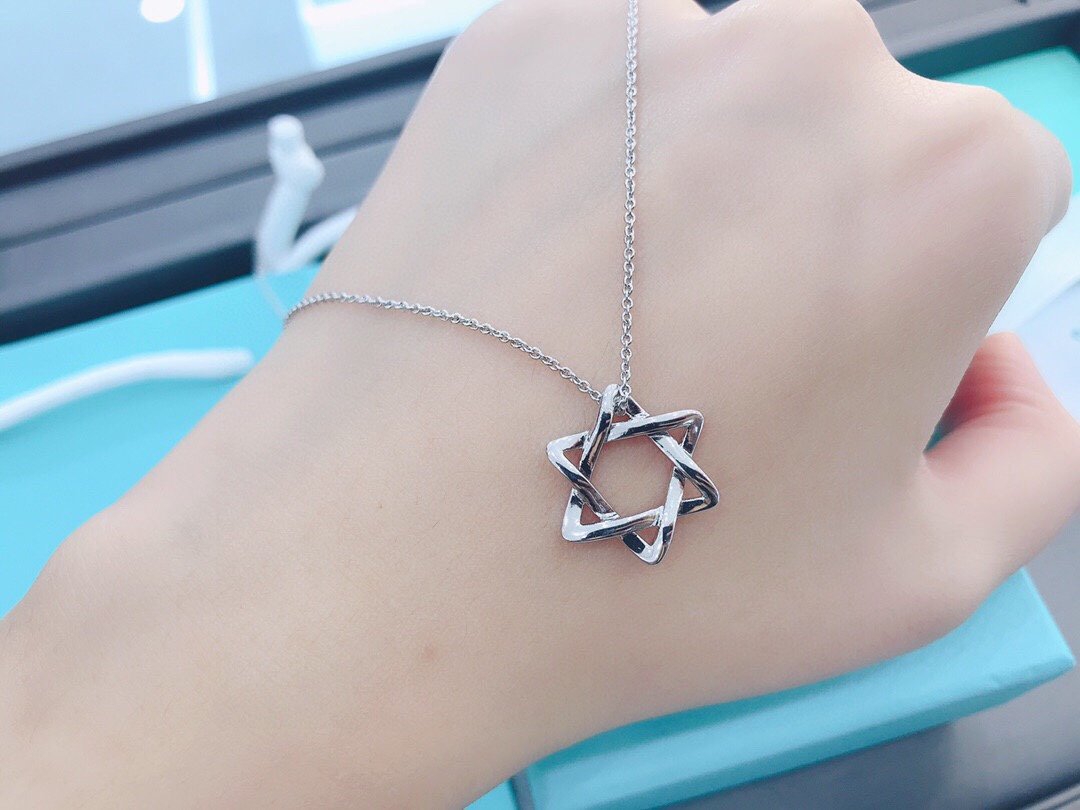 素银经典六芒星森系百搭吊坠项链锁骨