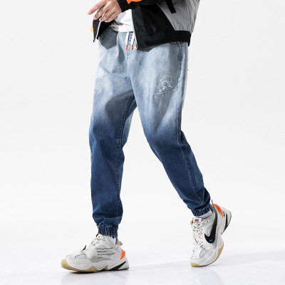 Urban Men's Clothing 2020 Autumn New Japanese-Style Retro Gradient Jeans Men's Korean-Style Loose Casual Jogger Pants