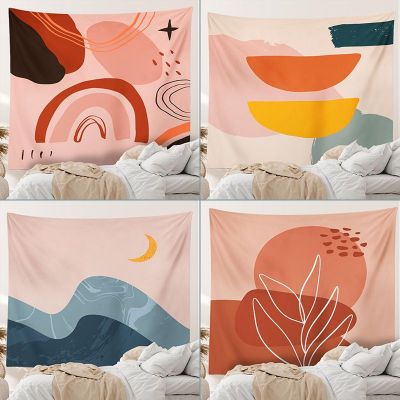 Internet Celebrity Iisn Nordic Background Fabric Tapestry Hanging Cloth Sofa Background Painting Morandi Color Tapestry Painting Home Decoration