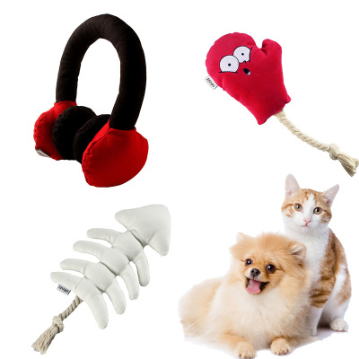 Creative New Pet Plush Sound Toy Dogs and Cats Molar Teeth Cleaning Toy Bite-Resistant Relieving Stuffy Simulation Dog Toy