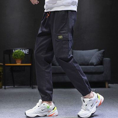 Lianxu Men's Clothing | 2021 Spring and Summer Men's Pants Loose Non-Ironing Multi-Pocket Workwear Style Large Size Ankle Banded Pants Men's Fashion Cross-Border