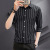 2021 New Striped Shirt Men's Short Sleeve Cropped Shirt Coat Spring and Summer Business Slim-Fit Casual Men's Clothing