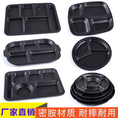 Fast Food Plate round Fruit Plate Black Frosted Melamine Plate Melamine Imitation Porcelain Plastic Tableware Factory in Stock Wholesale