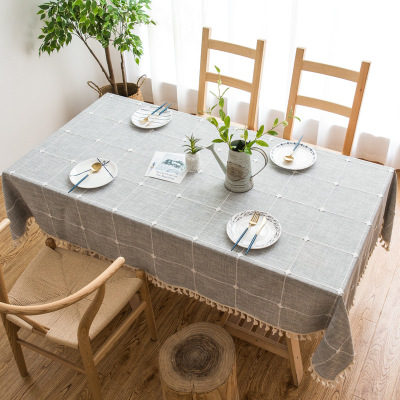 Country style Plaid tablecloth cotton linen gray rectangular tablecloth kitchen dining party holiday Christmas buffet