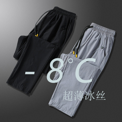 Ice Silk Men's Trousers Loose Casual Pants Thin Men's Summer Quick-Drying Track Pants Korean Fashion All-Matching Harem Pants