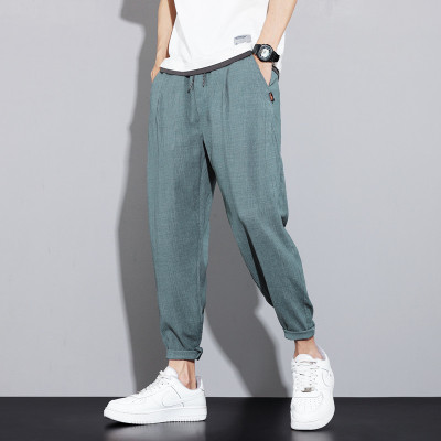 Ice Silk Casual Pants Men's Summer Fashion Brand Thin Trousers Student Loose Harem Pants Quick-Dry Pants Men's Ankle Length Pants