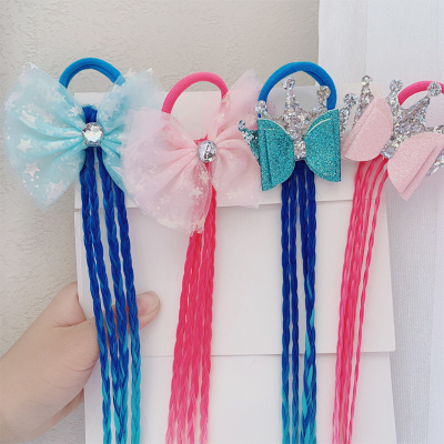 Korean Style Children's Colorful Thread for Braiding Hair Headwear Girls' Wig Small Braid Hair Accessories Baby Ice Princess Hair Rope Hair Ring