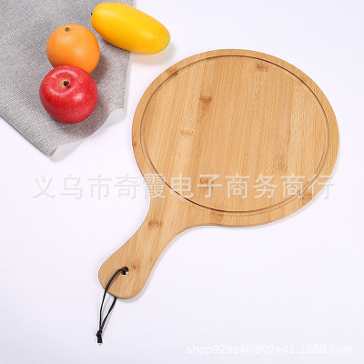 New Bamboo Cutting Board Bamboo Bread Board Restaurant round Pizza Plate Holder Plate with Sink Cutting Board