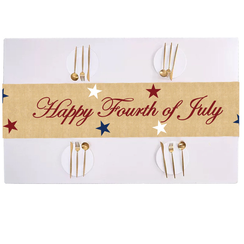 american independence day party decoration table five-pointed star happy fourth of july table runner tablecloth