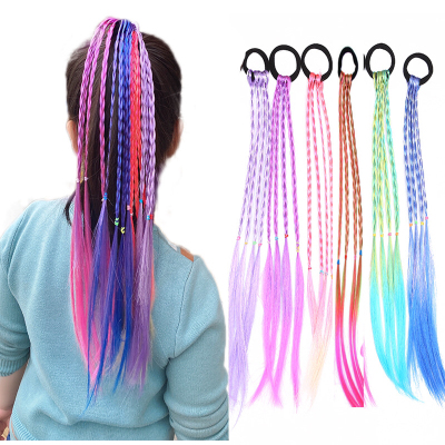 Cute Girl Colorful Wig Hair Rope Princess Twist Braid Elastic Hair Band Horse Tail Headwear Fashion Children Hair Accessories
