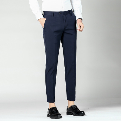 2021 Summer Pants Men's Korean-Style Trendy Straight Slim Fit Men's Casual Pants Men's Business Trousers Men's Ninth Pants