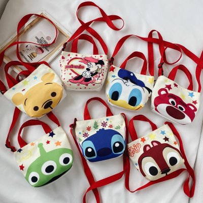 2021 Korean Style Children's Canvas Shoulder Bag Cute Cartoon Printed Boys and Girls Messenger Bag Fashion Toddler Coin Purse