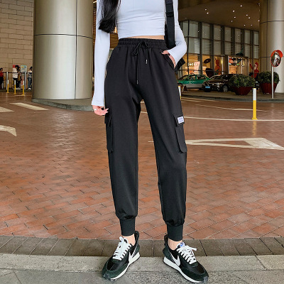 Ankle Banded Working Pants Women's High Waist Slimming 2021 Spring and Autumn New Loose BF Sports All-Match Two-Color Trendy Cool H346