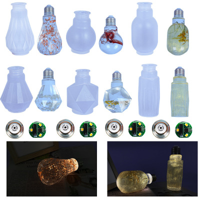Elian Epoxy Mold 6 Types of Light Bulb Silicone Mold Mirror Amazon Resin Crystal Light Bulb Lighting