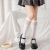 Women's Calf Socks Solid Color Black and White Mesh Thin Knee High Socks Velvet All-Match Princess Socks