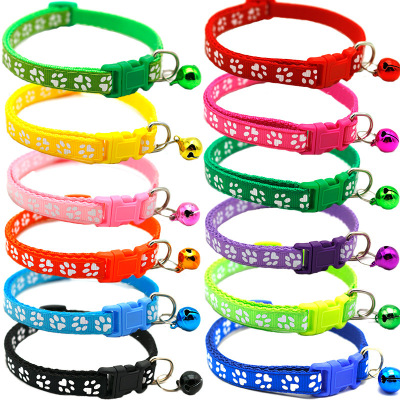 Pet Patch Dog Cat Single Footprint Bell Collar Cat Buckle Collar in Stock Wholesale Factory Direct Sales