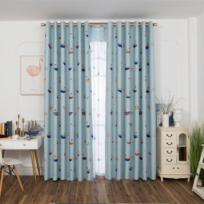 Children's Cartoon Shading Curtain Petitbateau Cartoon Children's Room Bedroom Balcony Fabric Shading Curtain