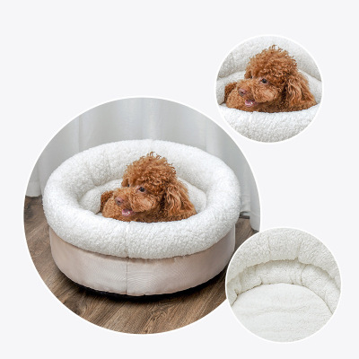 New Pet Bed Kennel Factory in Stock Wholesale Hot Sale Cat Nest Dog Bed Lambswool Korean round Pet Bed