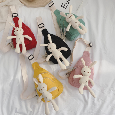 2021 Children's Spring New Cartoon Bunny Doll Chest Bag Canvas Shoulder Crossbody Accessory Bag Baby Waist Bag