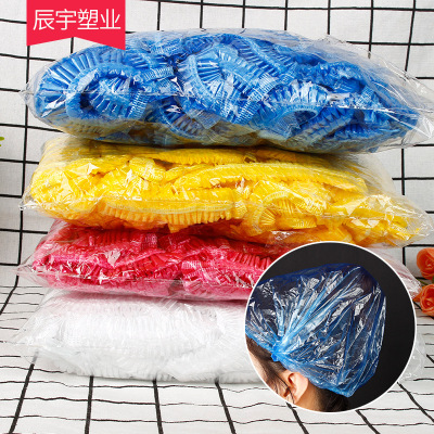 Disposable Shower Cap Hotel Transparent Plastic Strip Waterproof plus Size Thickened Beauty Hair Cap