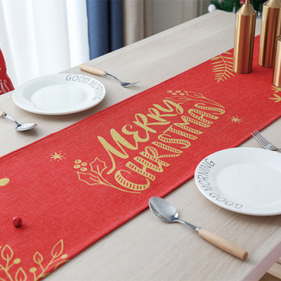 Christmas Carnival New Year Christmas Table Runner Cotton Linen Fabric Table Runner