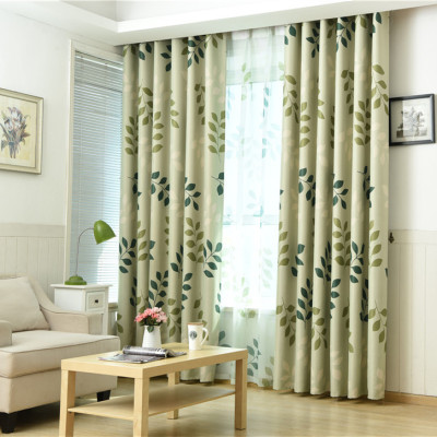 Pastoral Style Leaves Shading Curtain Fresh Black Silk Curtain Living Room Bedroom Balcony Curtain Wholesale
