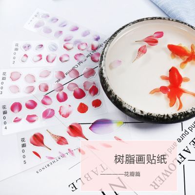 Moshanghua Factory Foreign Trade Customization DIY Crystal Glue Three-Dimensional 3D Resin Painting Goldfish Petals Material Stickers