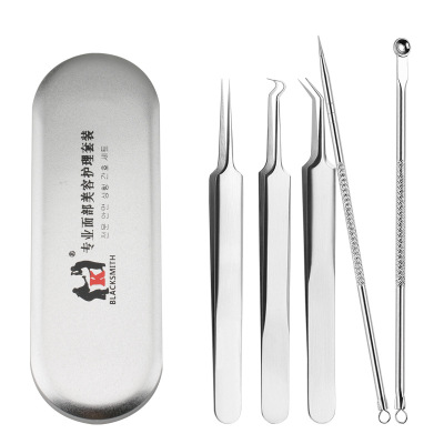 Pimple Pin 5-Piece Stainless Steel Tweezers Acne Needle Pore Acne Cleanser Clip Acne Removal Pop Pimples Pimples Popping Tools