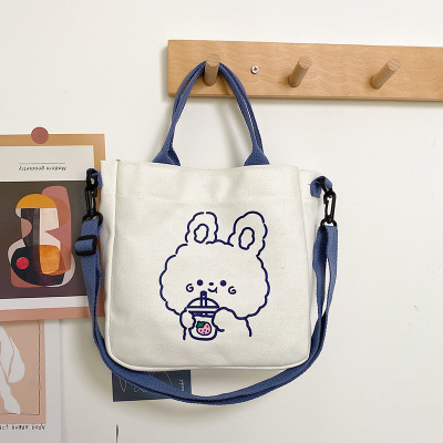 Cute Canvas Bag Female 2021 New Student Class Messenger Bag Korean Ins Japanese Portable Shoulder Bag Fashion