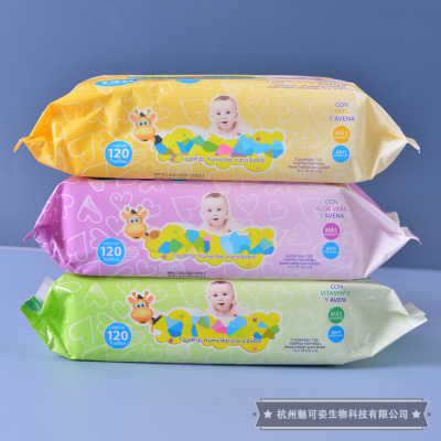 120 Pieces Baby Wet Tissue Paper Newborn Hand Mouth Dedicated Baby Butt Cleaning Family Large Package Portable