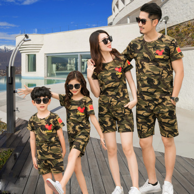 Summer Clothes T-shirt Camouflage Family Pack Set Boys and Girls T-shirt Children's Day Business Attire