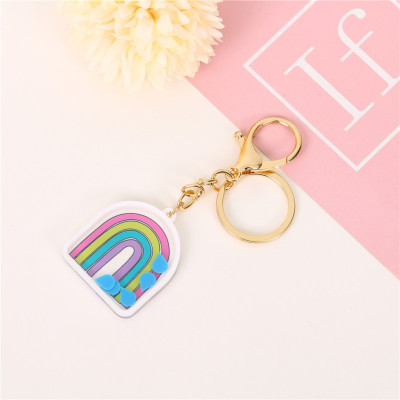 Alloy Key Ring Cute Colored Clouds Rainbow Metal Dripping Key Pendants Creative Bag Pendant