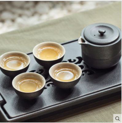 Lubao Spinning Pattern Travel Pot Tea Gift-Zen Style Black
