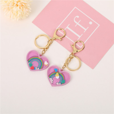 Cute Creative Alloy Rainbow Keychain Girlish Bag Pendant Accessories Car Pendant