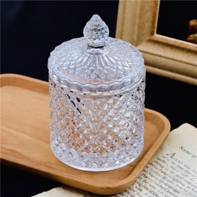 Court Candy Bowl Small Diamond Sugar Bowl Lead-Free Glass Sugar Bowl Sugar Bowl Sugar Sucrier Sugar Bottle Seasoning Box European Style with Lid