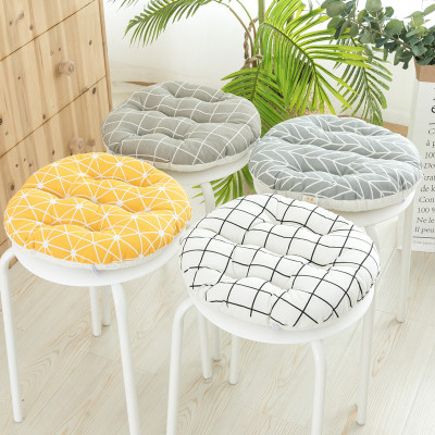 Nordic and Japanese Style round Dining Stool Chair Cushion Kindergarten Classroom Cushion Floor Mat Non-Slip Strap Cotton Linen Thickened for Learning Cars