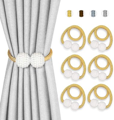 Factory Supply Pearl Curtain Magnetic Button Curtain Bandage Punch-Free Installation Curtain Tying Buckle