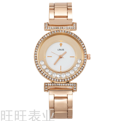 2021 New Diamond Ball Scale Dial Casual Women's Watch Simple Women's Elegant Steel Belt Wrist Watch