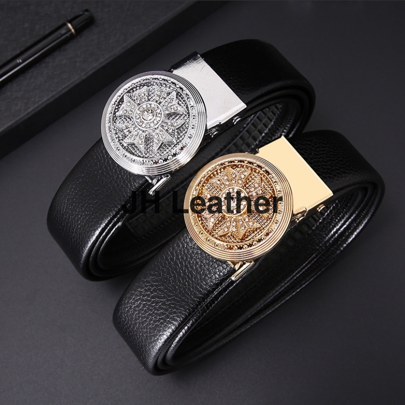 皮带旋转自动带钻石镶嵌爆款自动包边耐磨皮带现货供应