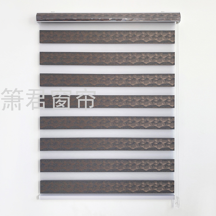 外贸窗帘定制韩式素色斑马帘百叶窗双层柔纱帘防晒遮光高档窗帘