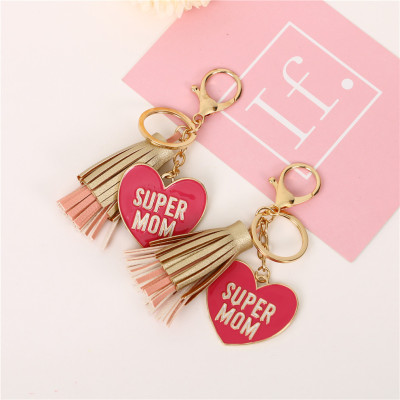 Fashion Leather Tassel Bag Pendant Love Lettering Tag Key Chain Accessories