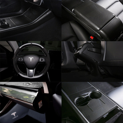 Applicable to Tesla MODEL3 Central Control Panel Modification Film Interior Trim Dashboard Carbon Fiber Accessories