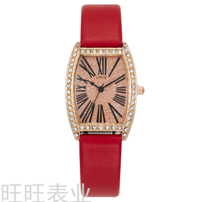 2021 New Retro Full Diamond Luxury New Fashion Wine Bucket Belt Roman Diamond New Women's Wrist Watch