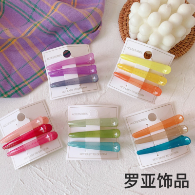 Sweet Headwear Jelly Color Duckbill Clip 3 Pack Bang Clip Side Hair Accessories Hairclip Braiding Locating Clip Makeup