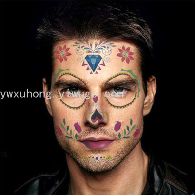 Halloween Face Pasters Eye Pad Tattoo Sticker Paper Day of the DeadTattoo StickerBone Ghost Festival Atmosphere Stickers