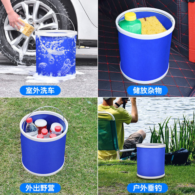 13L Large Capacity Car Collapsible Bucket Foldable Bucket Car Portable Car Washing Bucket Outdoor Travel Retractable