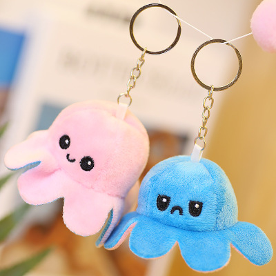 Flip Simple Octopus Plush Pendant Double-Sided Octopus Doll Plush Toy Cross-Border Schoolbag Pendant Keychain