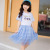  New Mesh Thin Dress Summer Blue Parent-Child Trend Mother-Daughter Matching Outfit Princess Pettiskirt Western Style